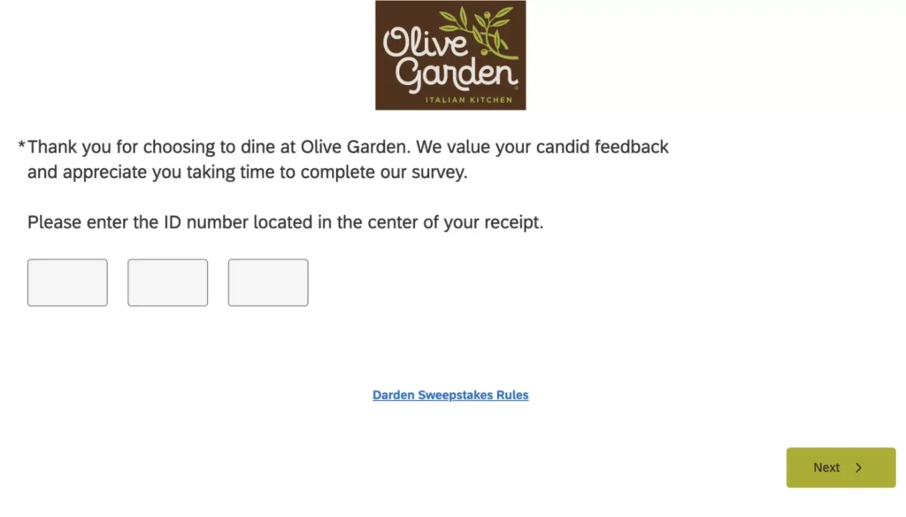 Olive Garden survey