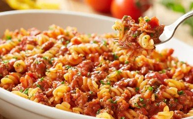 Rotini Pasta with Meat Sauce